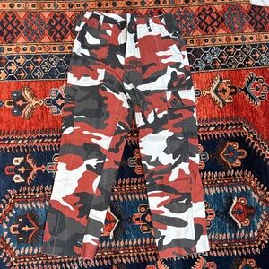 Red and Black Camouflage Cargo Pants